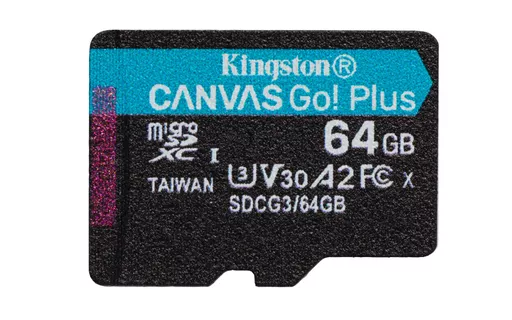 Kingston Technology 64GB microSDXC Canvas Go Plus 170R A2 U3 V30 Card + ADP