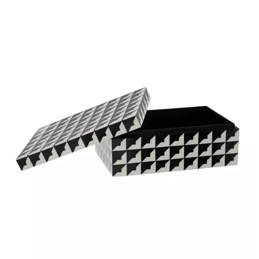 -Decorative Box, Alberte, Black & White, Large