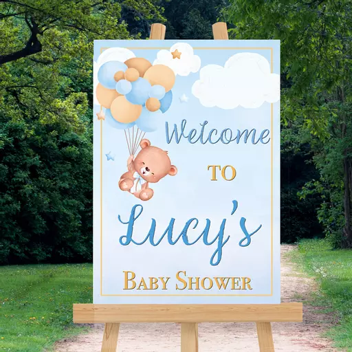 Personalised Blue Baby Shower Welcome Sign