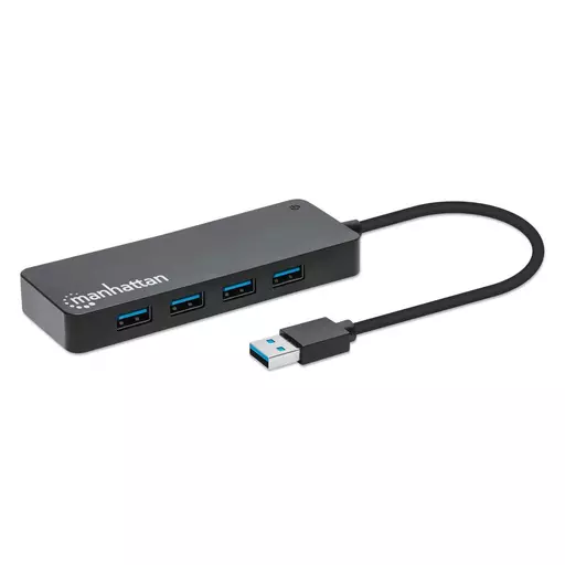 Manhattan USB-A Dock/Hub, Ports (x7): USB-A (x7), 5 Gbps (USB 3.2 Gen1 aka USB 3.0), External Power Supply Not Needed, Cable 15cm, SuperSpeed USB, Black, Three Year Warranty, Blister