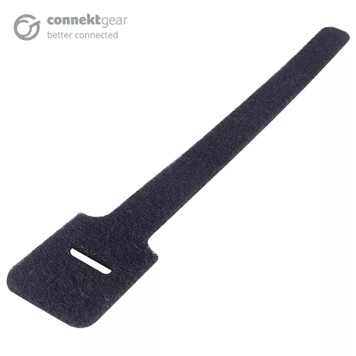 connektgear Hook and Loop Cable Ties 200 x 12mm - Pack of 10 - Black