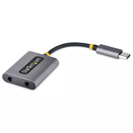 StarTech.com USB-C Headphone Splitter, USB Type C Dual Headset Adapter w/Mic Input, USB C to 3.5mm Audio Adapter/Earphone Dongle, USB C to Audio Jack/Aux Output, 24-bit DAC