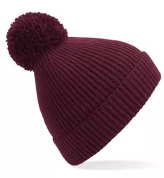 Engineered Knit Ribbed Pom Pom Beanie
