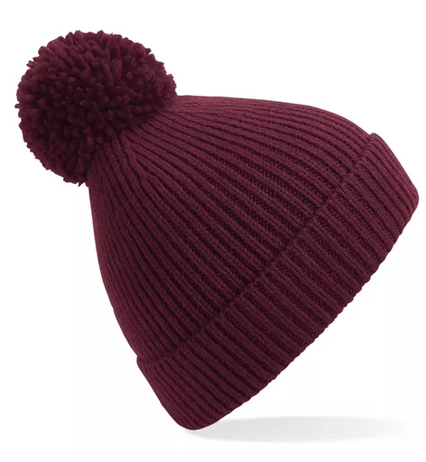 Engineered Knit Ribbed Pom Pom Beanie