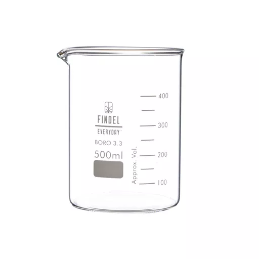 Findel Everyday Glass Beakers, Squat Form - 500ml - Pack of 6