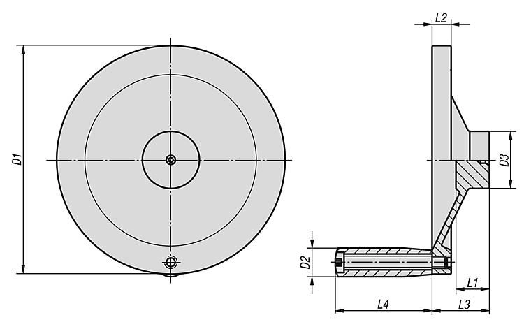 Disc Handwheel. Stainless Steel. Revolving Grip. 76.2mm Overall Diameter.