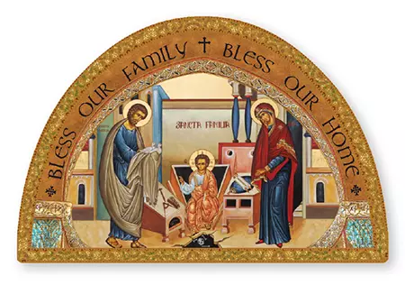 Wood Plaque Icon Gold Foil Holy Family