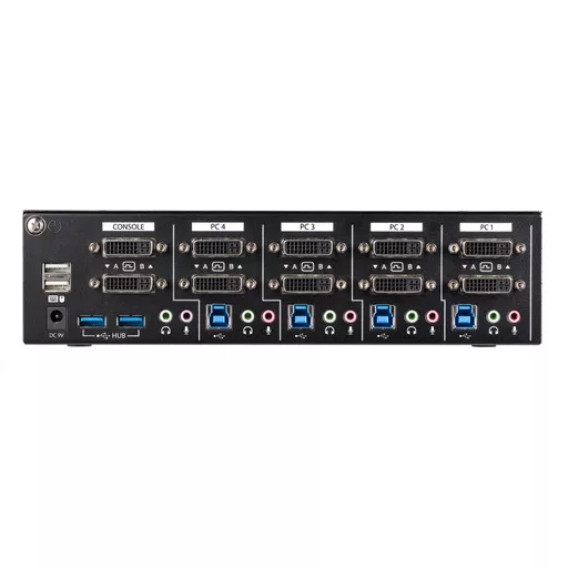 StarTech.com 4 Port Dual Monitor Dual Link DVI KVM Switch 1440p - Dual Screen/View/Display Compact USB KVM Switch w/Integrated USB 3.0 Hub & Audio - Dell HP Apple Lenovo TAA Compliant