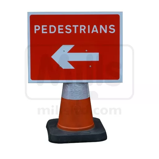 Mills Pedestrians Keep Left Cone Sign - 650mm x 450mm