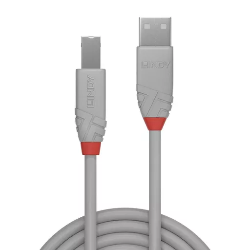 Lindy 0.2m USB 2.0 Type A to B Cable, Anthra Line, Grey