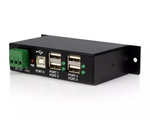 StarTech.com 4-Port USB 2.0 Hub - Metal Industrial USB-A Hub - Din Rail, Wall or Desk Mountable USB Data Hub - TAA Compliant USB Expander Hub