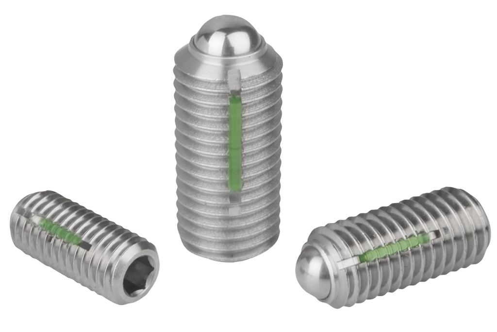 K0326 Inch - Spring Plungers With Hex Socket And Ball In Stainless Steel With Thread Lock