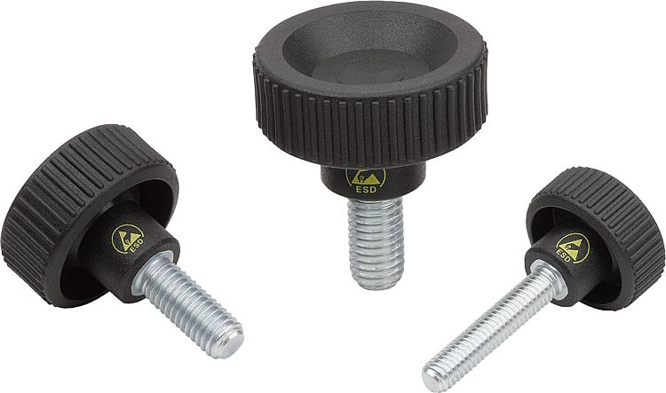 K1473 - Anti-Static Knurled Screws In Plastic With Steel Thread Size M4-M10