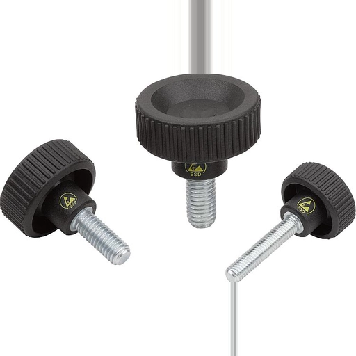 K1473 - Anti-Static Knurled Screws In Plastic With Steel Thread Size M4-M10