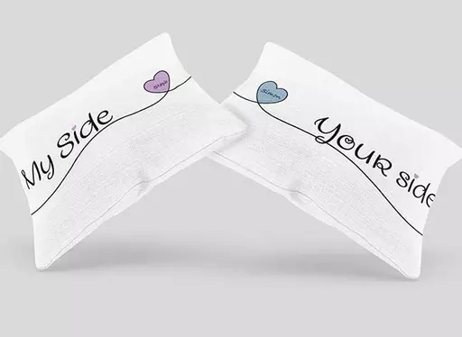 Anniversary Gift Personalised Couple Pillow Covers – My Side Your Side Design for Him and Her