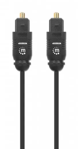 Manhattan Toslink Digital Optical AudioCable, 1m, Male/Male, Toslink S/PDIF, Gold plated contacts, Lifetime Warranty