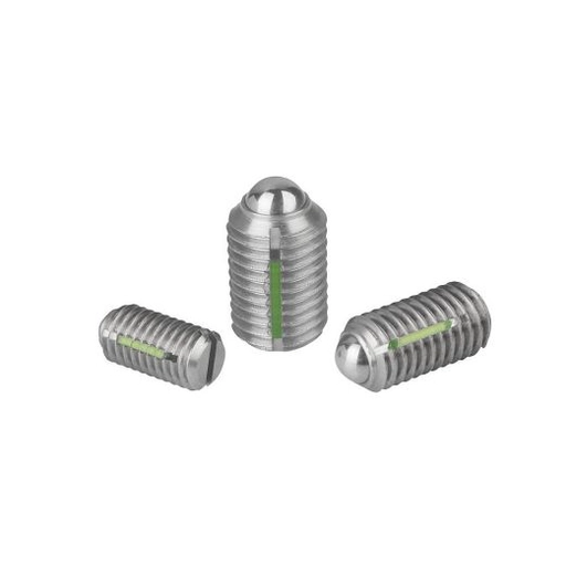 K0322 - Spring Plungers With Slot And Ball In Stainless Steel With Thread Lock