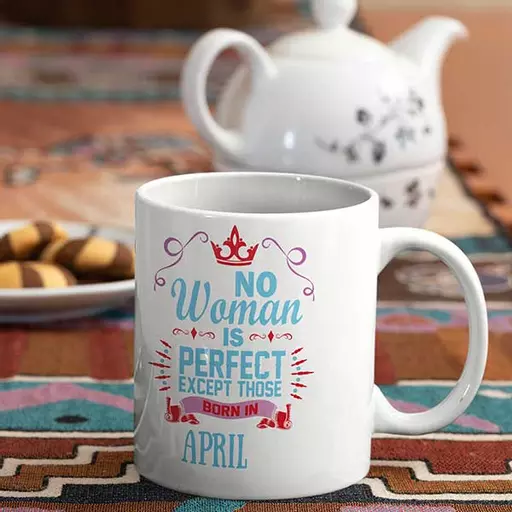 Personalised birthday mug for women. Unique keepsake for April & Aries women