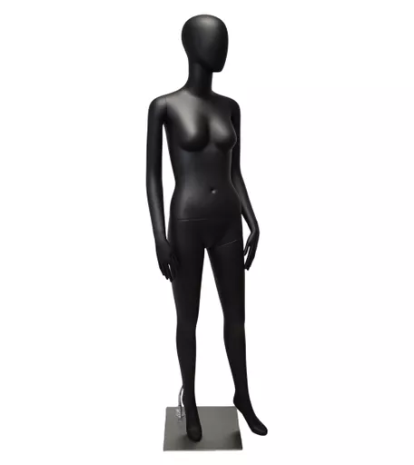 Matt Black Female Faceless Mannequin - Hand by Side