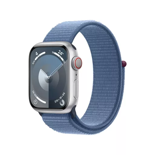 Apple Watch Series 9 GPS + Cellular 41mm Silver Aluminium Case w/ Winter Blue Sport Loop