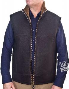 Mens Leather and Sheespkin Gilets