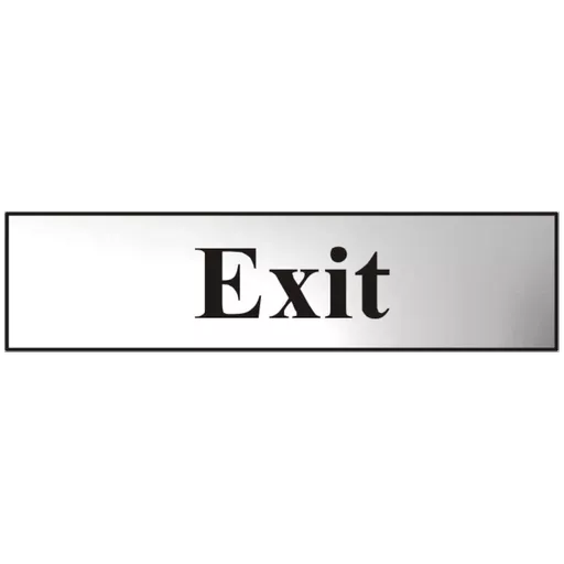 ASEC `Exit` 200mm x 50mm Chrome Self Adhesive Sign