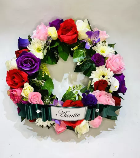 Luxury Floral Wreath Ring  - funeral tribute- door hanger - decorative - any colour