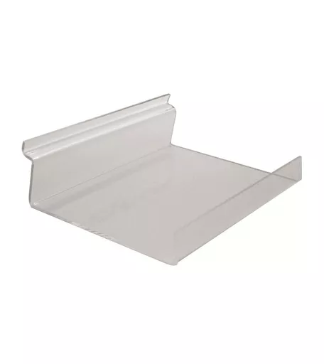 Clear Acrylic Slatwall Shelf with Front Lip - 20cm x 15cm