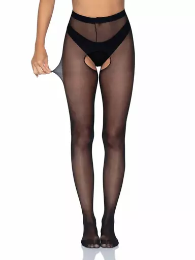sexy black sheer suspender tights  hosiery open crotch crotchless cheap size 8 10 12 14 16 18 20