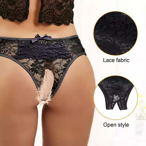 High Rise Crotchless Lace Knickers - Black, Pink, Purple or White