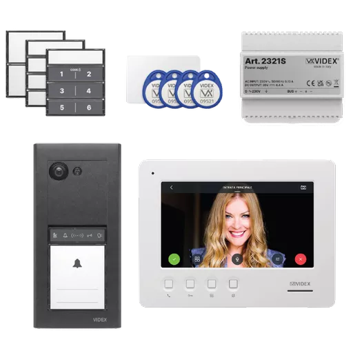 VIDEX ERA23VB Series Entry Panel Video Kit With 7 Inch OSD WiFi Video Monitor (6789) PSU (2321S) & Proximity Card/Fobs ERAKIT23B6789