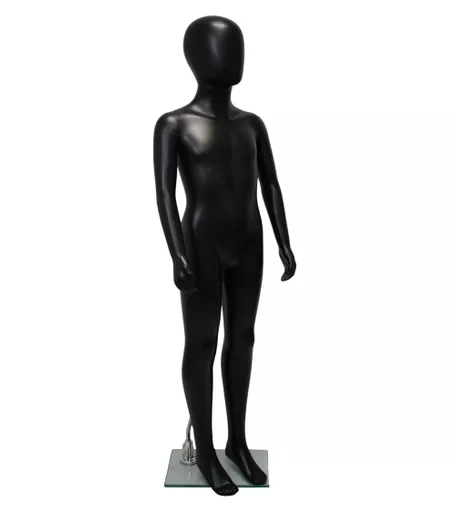 Matt Black Faceless Child Mannequin - 130cm Height