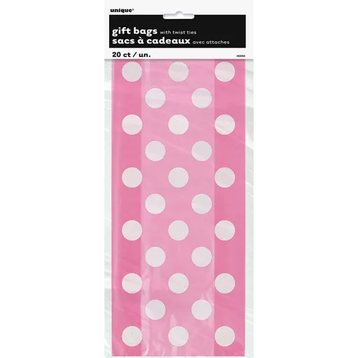 Cello Bag - Hot Pink Dots - Pack of 20