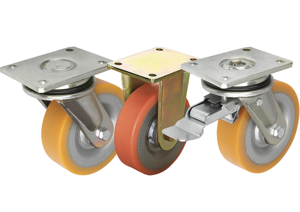 K1769- Heavy Duty Welded Steel Swivel & Fixed Castors With Extrathane® Tread