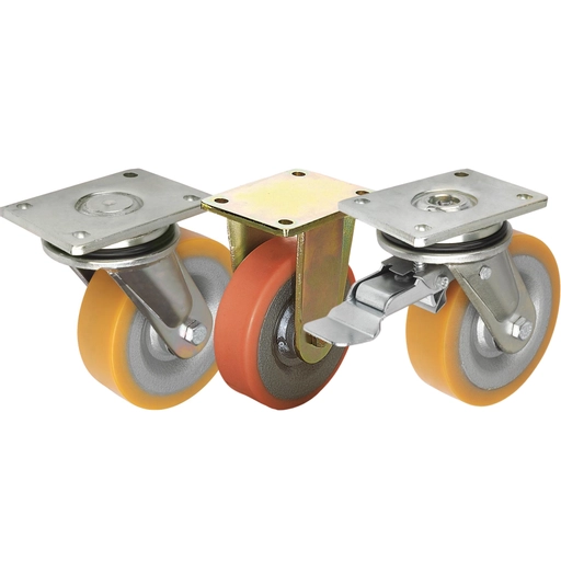 K1769- Heavy Duty Welded Steel Swivel & Fixed Castors With Extrathane® Tread