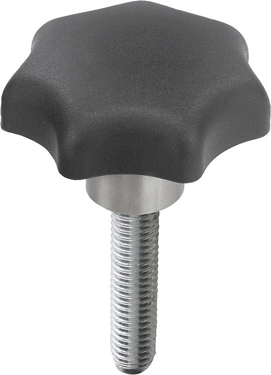 K0153 Star Knobs In Plastic With Steel & Stainless Steel External Thread Size M5-M12