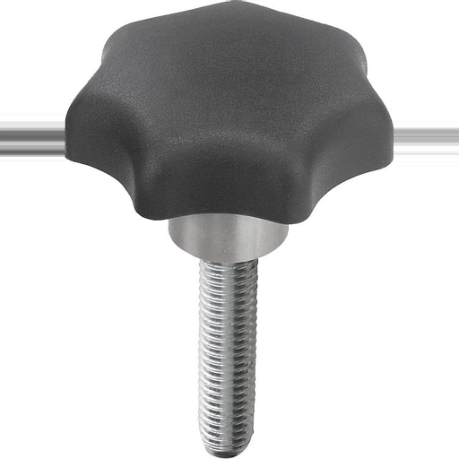 K0153 Star Knobs In Plastic With Steel & Stainless Steel External Thread Size M5-M12