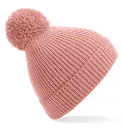Engineered Knit Ribbed Pom Pom Beanie