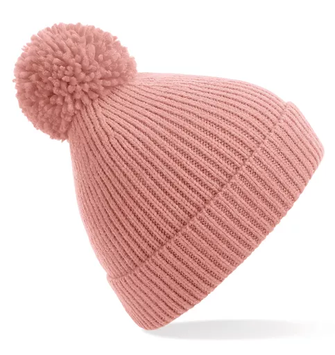Engineered Knit Ribbed Pom Pom Beanie