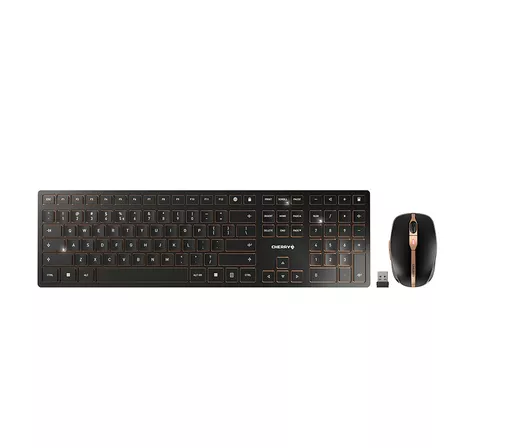 CHERRY DW 9100 SLIM keyboard Mouse included Universal RF Wireless + Bluetooth QWERTY US English Black