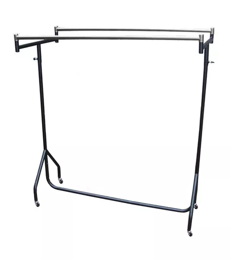 4ft Double Black with Chrome Tops Heavy Duty Clothes Rail