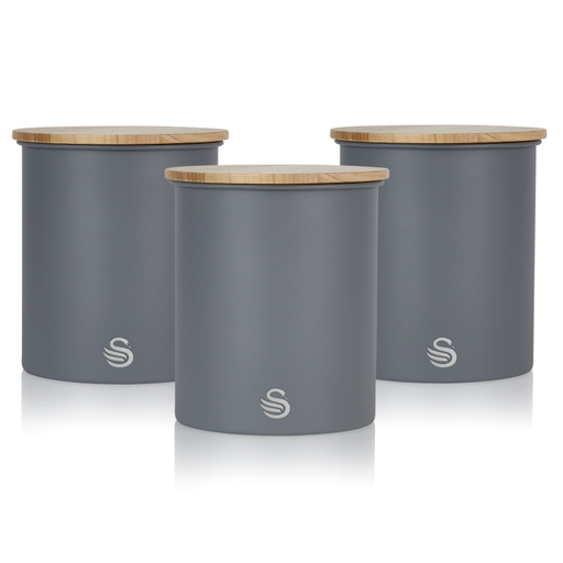 Swan Grey Nordic Set Of 3 Storage Canisters