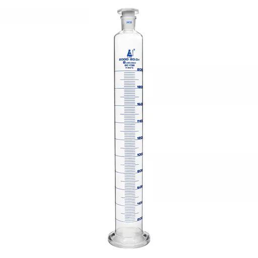 Graduated cylinder, measuring cylinder, borosilicate glass with glass foot, 2 litre, with fitted stopper