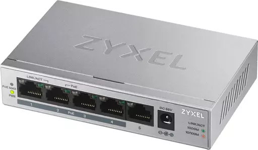 Zyxel GS1005HP Unmanaged Gigabit Ethernet (10/100/1000) Power over Ethernet (PoE) Silver