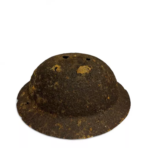 WW1 Rusted Helmet with Possible Bullet Holes