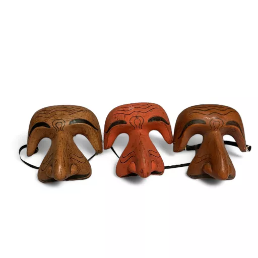 Wooden Commedia dell'arte Masks (set of three)