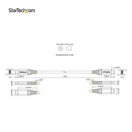 StarTech.com 3ft (1m) USB C Cable 10Gbps - USB-IF Certified USB-C Cable - USB 3.1/3.2 Gen 2 Type-C Cable - 100W (5A) Power Delivery Charging, DP Alt Mode - USB C to C Cord - Charge & Sync