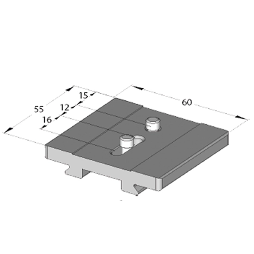 Arca Swiss Classic quick-release plate with 2 1/4 "fasteners, Length 55mm x Width 60mm; center distance 12-28mm