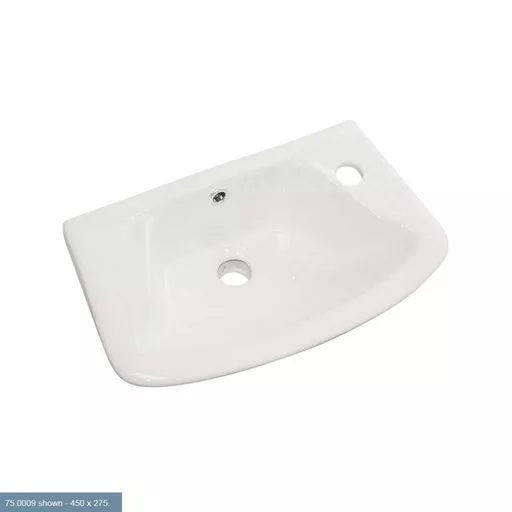 Loire 35cm x 25cm 2 Tap Hole Ceramic Cloakroom Basin with Overflow - White