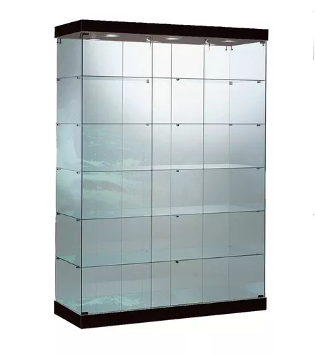 Extra Wide Showcase - Black Glass Display Cabinet 143cm x 53cm x 200cm